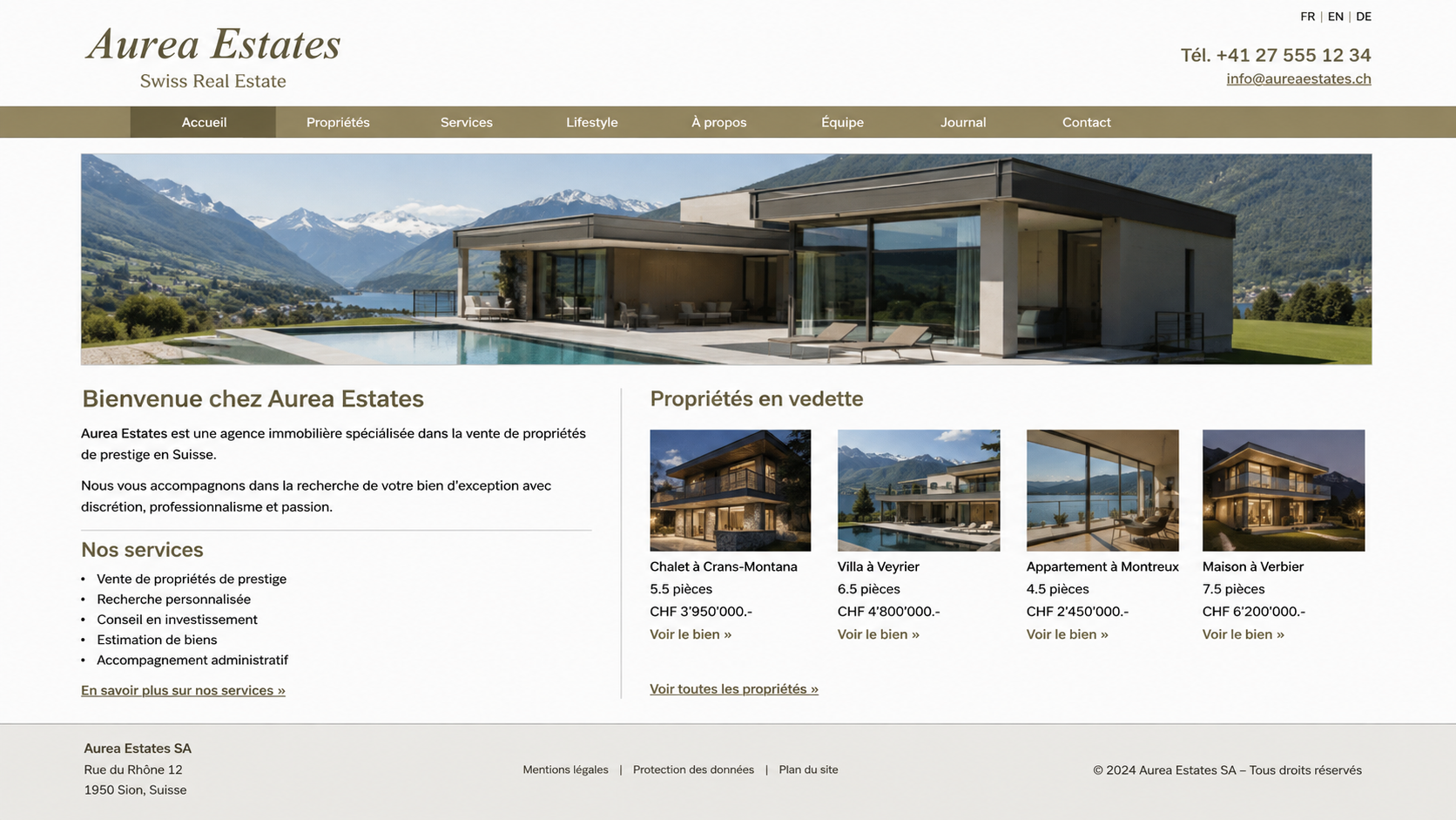 Ancienne version du site Aurea Estates